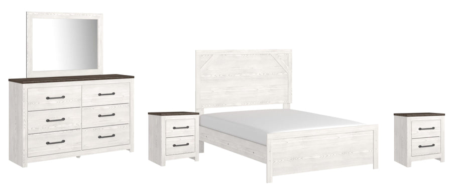Gerridan Panel Bed with Mirrored Dresser and 2 Nightstands
