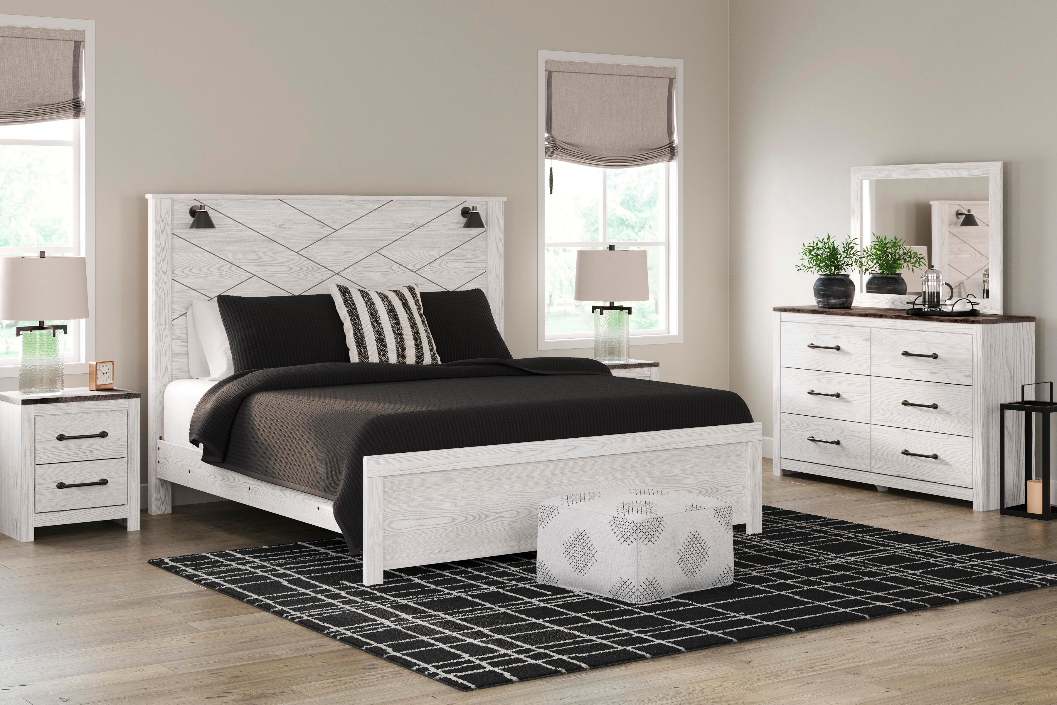 Gerridan Panel Bed with Mirrored Dresser