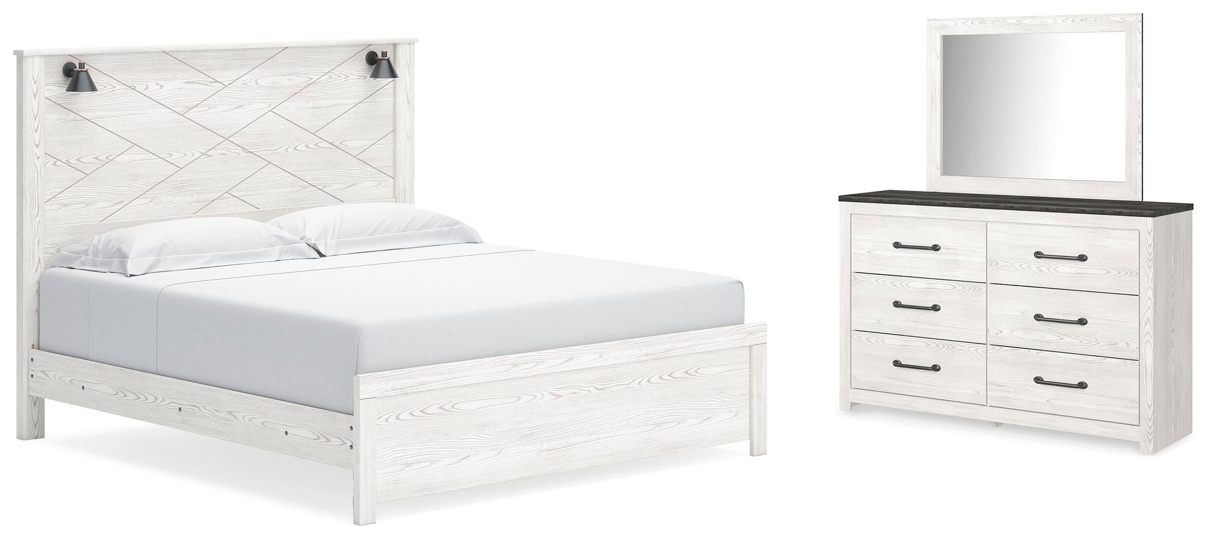 Gerridan Panel Bed with Mirrored Dresser