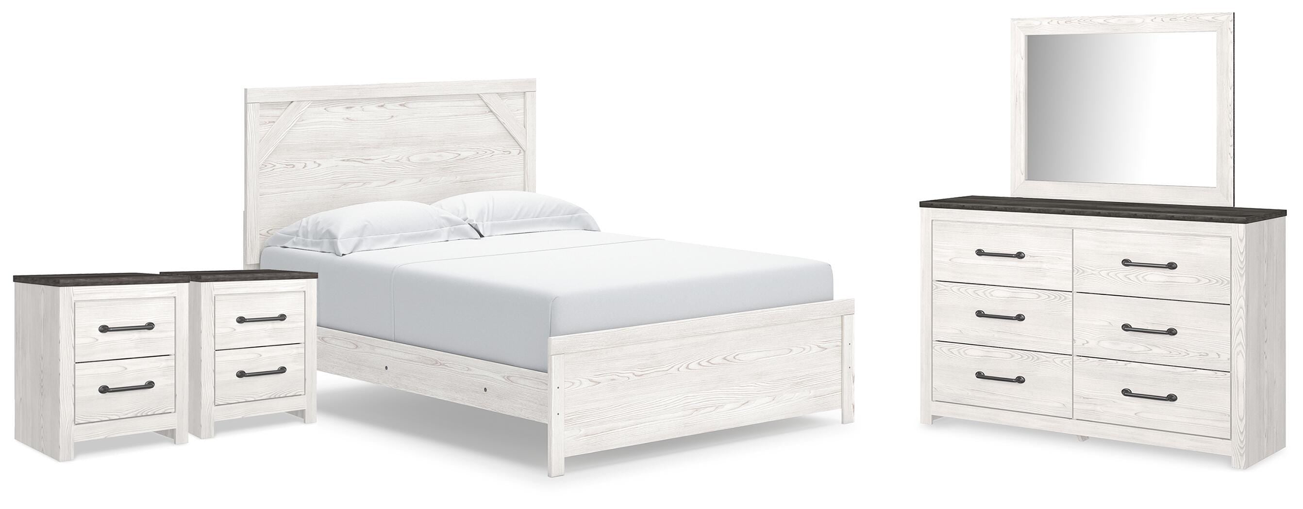 Gerridan Panel Bed with Mirrored Dresser and 2 Nightstands