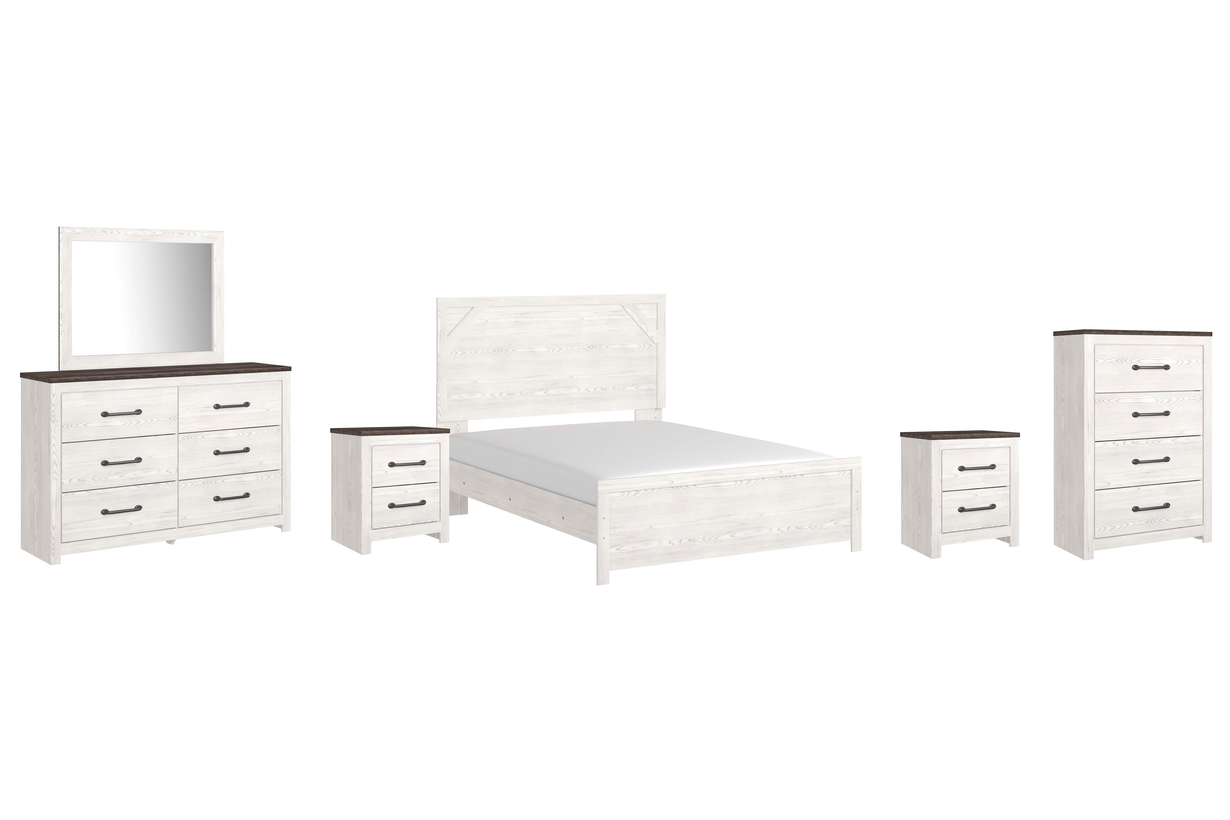 Gerridan Panel Bed with Mirrored Dresser, Chest and 2 Nightstands