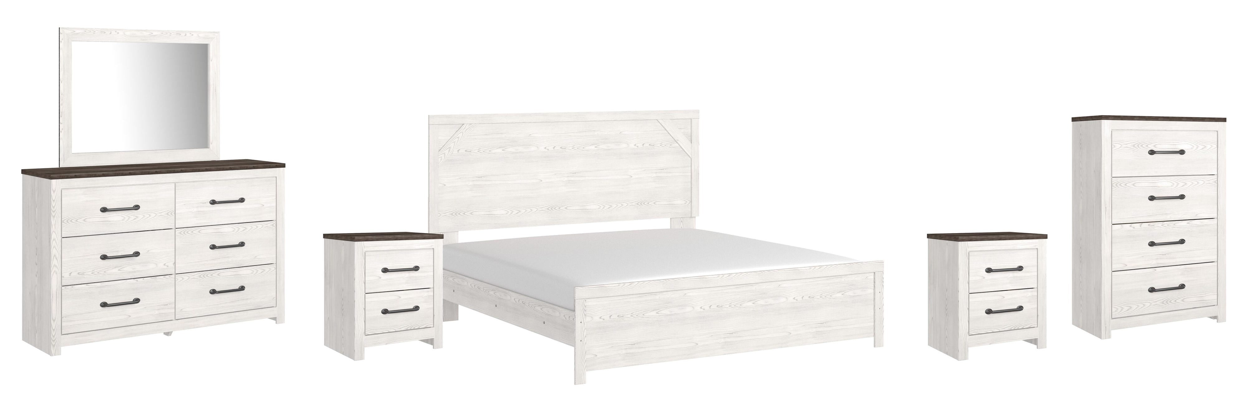 Gerridan Panel Bed with Mirrored Dresser, Chest and 2 Nightstands