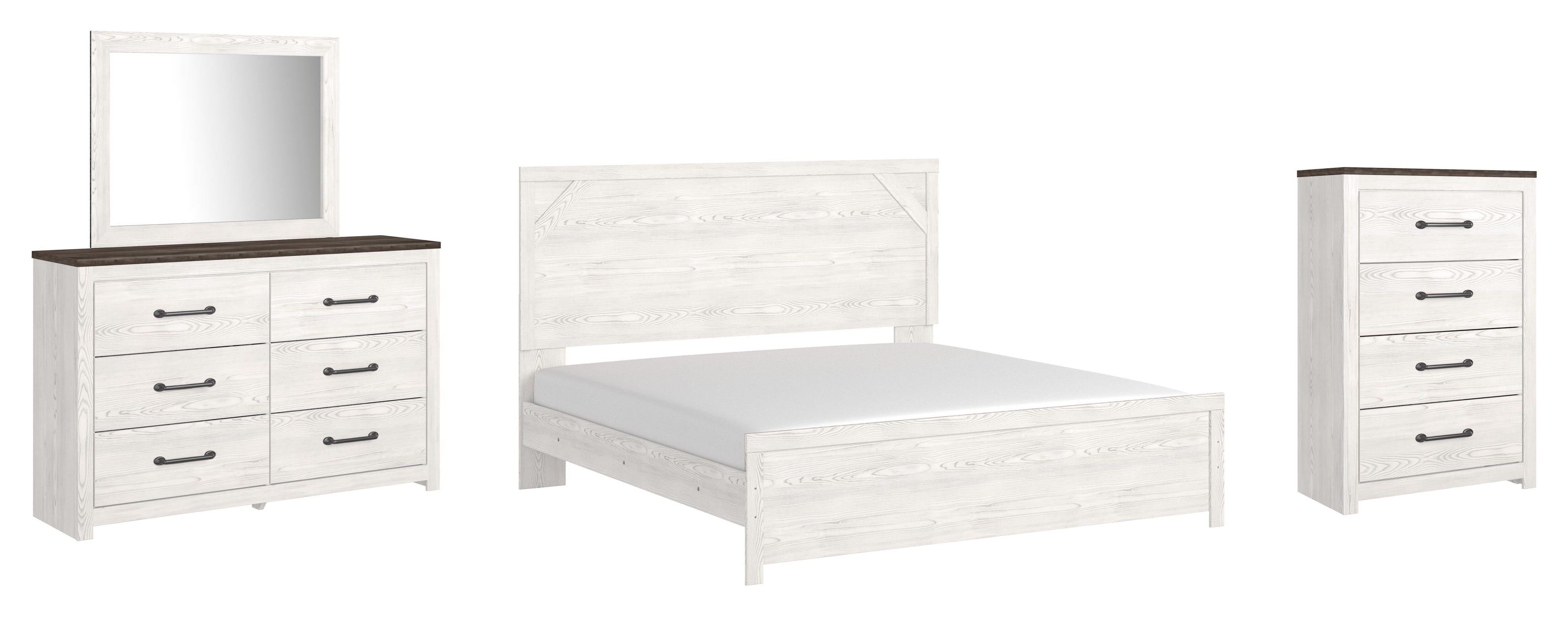 Gerridan Panel Bed with Mirrored Dresser and Chest