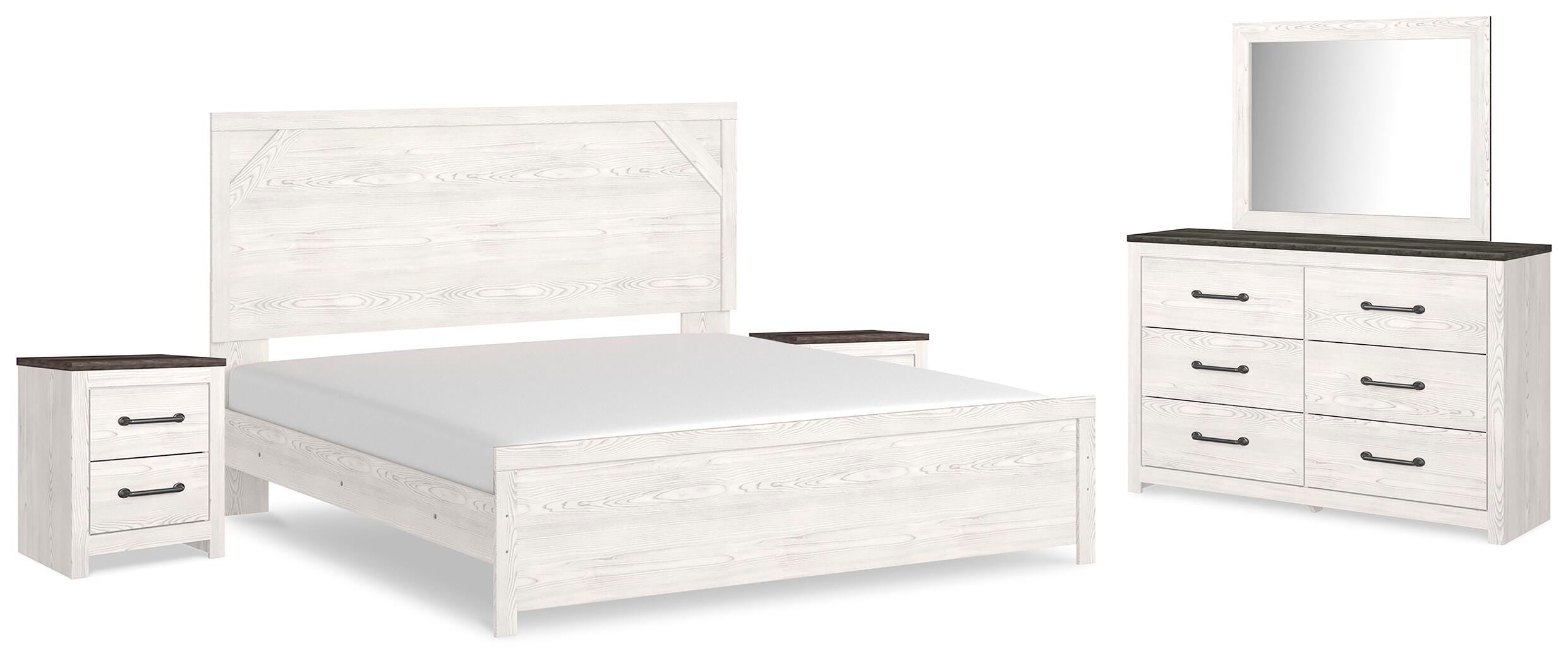 Gerridan Panel Bed with Mirrored Dresser and 2 Nightstands