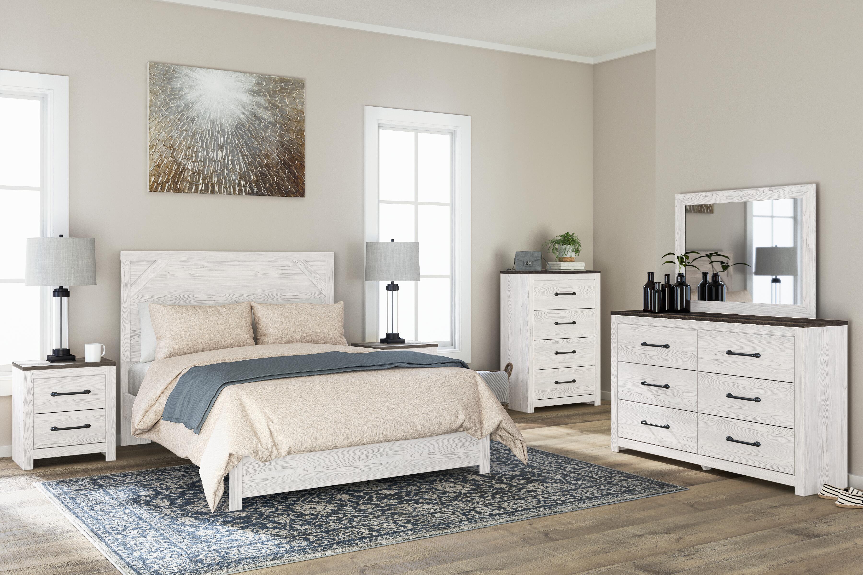 Gerridan Panel Bed with Mirrored Dresser, Chest and 2 Nightstands