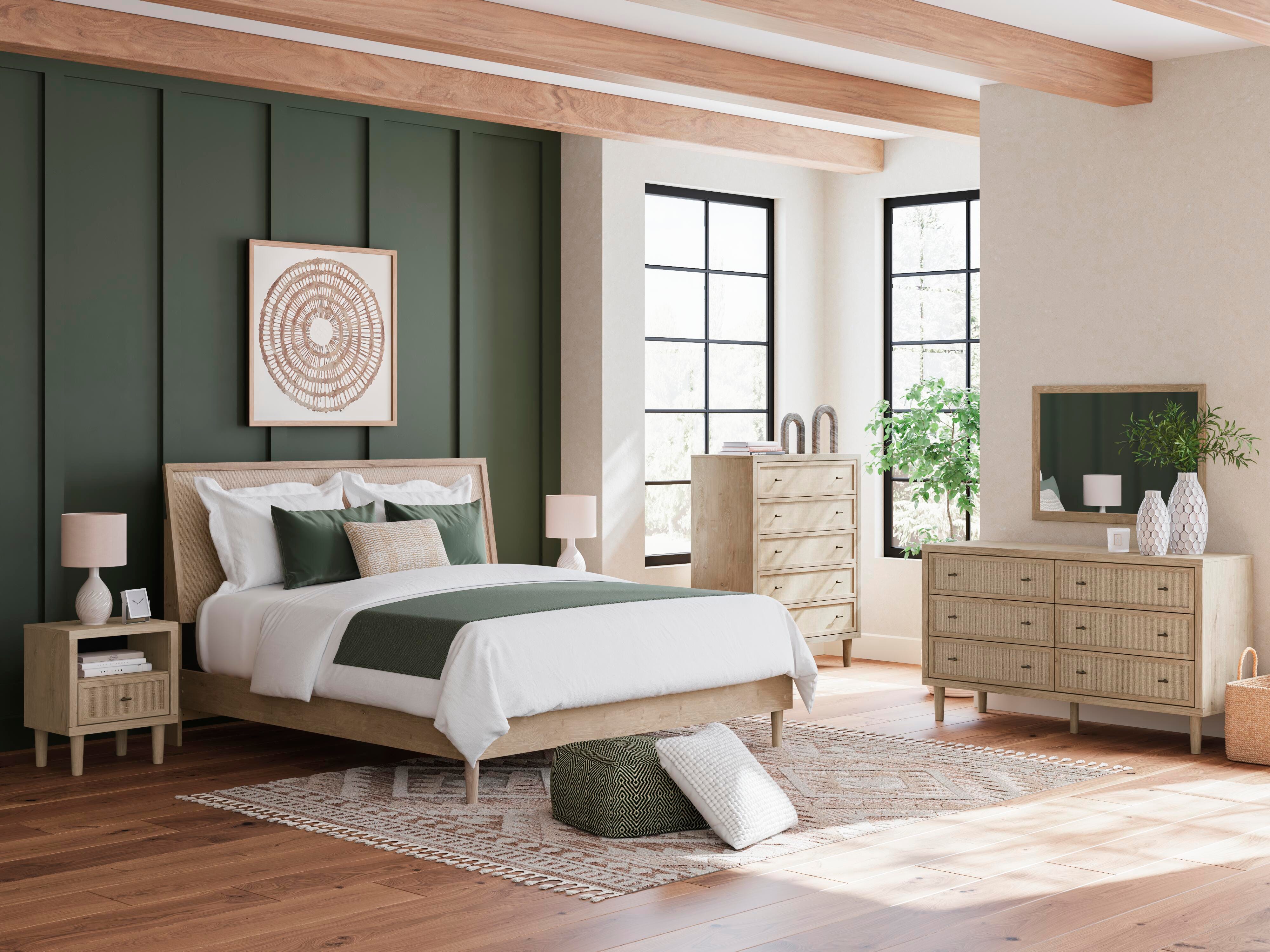 Cielden Panel Bed, Dresser, Mirror and Nightstand