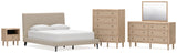 Cielden Upholstered Bed with Roll Slats, Dresser, Mirror, Chest and Nightstand