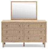 Cielden Upholstered Bed with Roll Slats, Dresser, Mirror and Chest