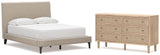 Cielden Upholstered Bed with Roll Slats and Dresser