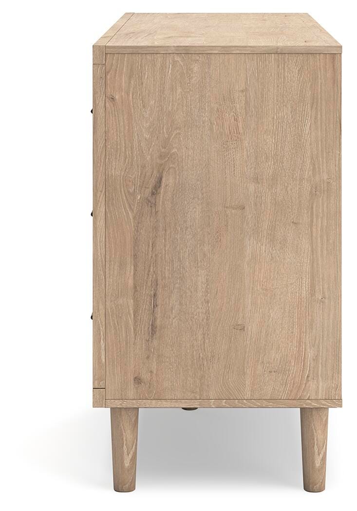 Cielden Upholstered Bed with Roll Slats and Dresser