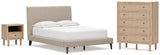 Cielden Upholstered Bed with Roll Slats, Chest and Nightstand