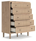 Cielden Upholstered Bed with Roll Slats, Chest and Nightstand