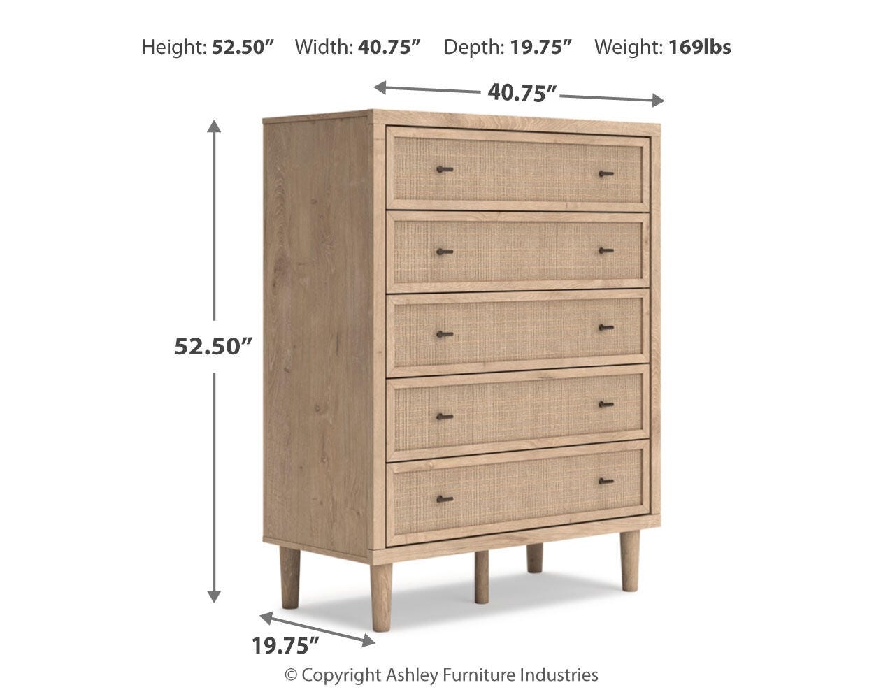Cielden Upholstered Bed with Roll Slats, Dresser, Mirror, Chest and Nightstand