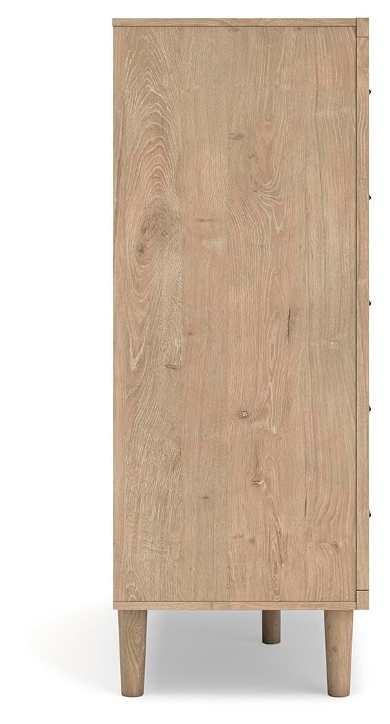 Cielden Upholstered Bed with Roll Slats, Chest and Nightstand