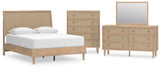 Cielden Panel Bed with Mirrored Dresser and Chest