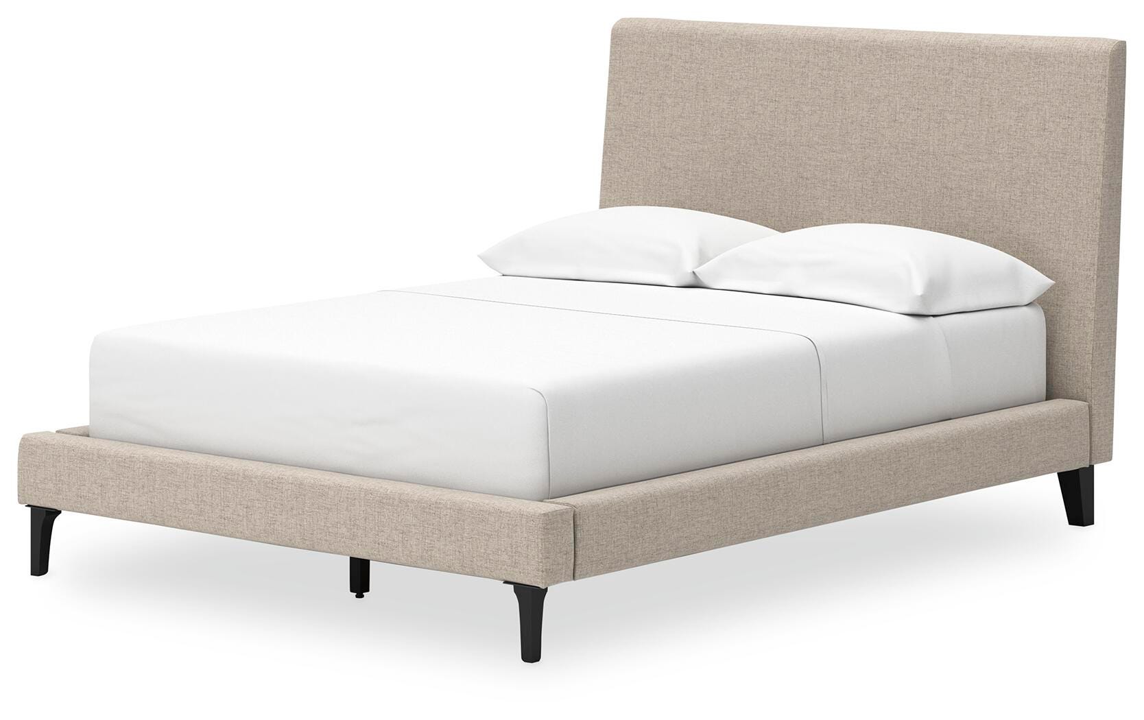 Cielden Upholstered Bed with Roll Slats, Dresser and Mirror