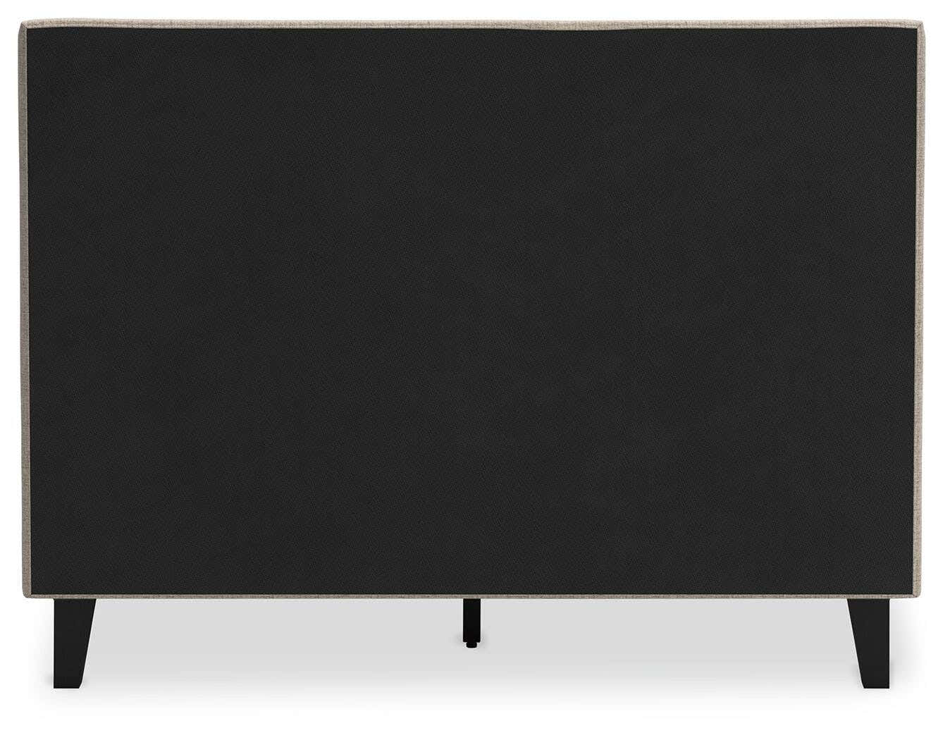 Cielden Upholstered Bed with Roll Slats, Dresser and Mirror