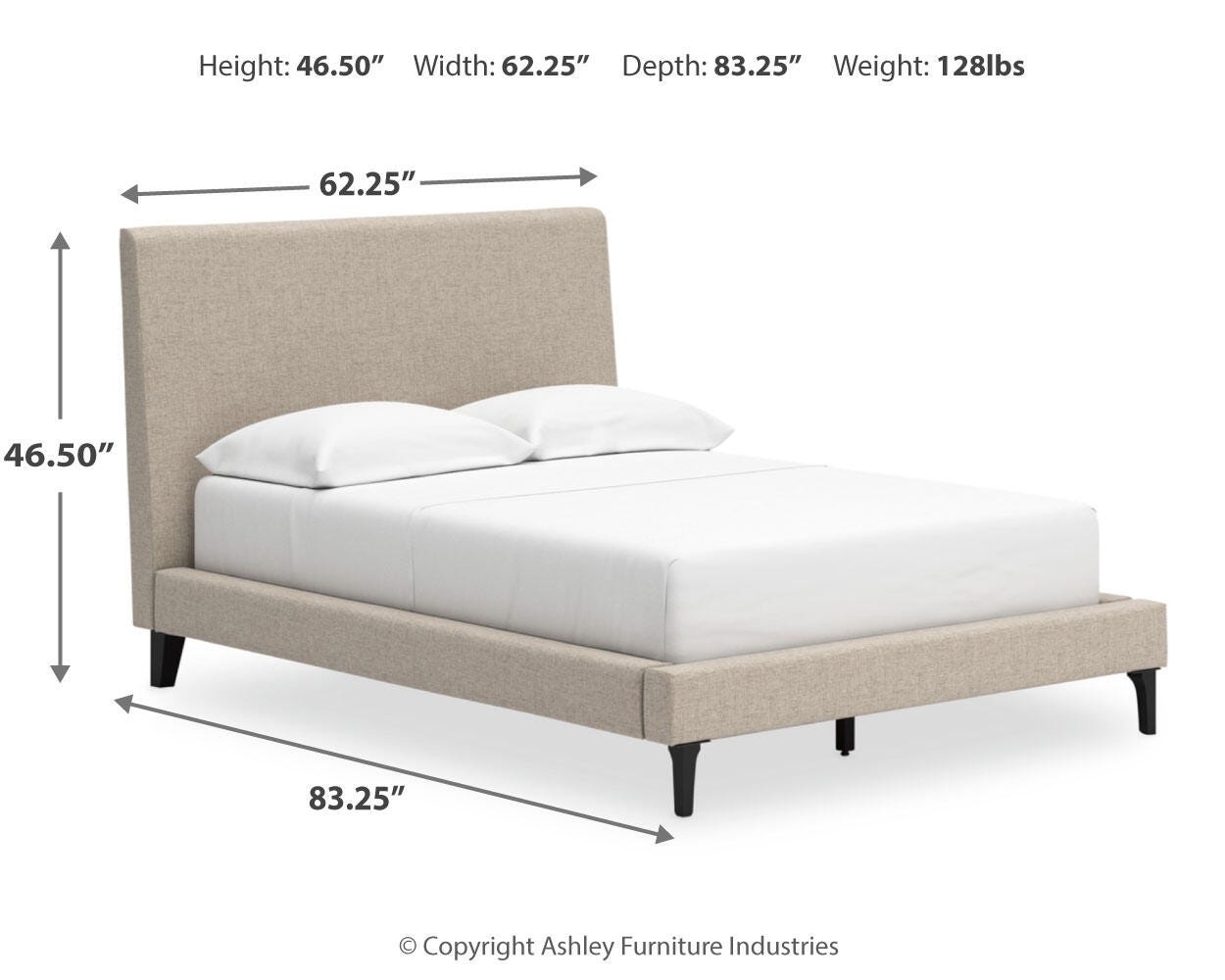 Cielden Upholstered Bed with Roll Slats and Dresser