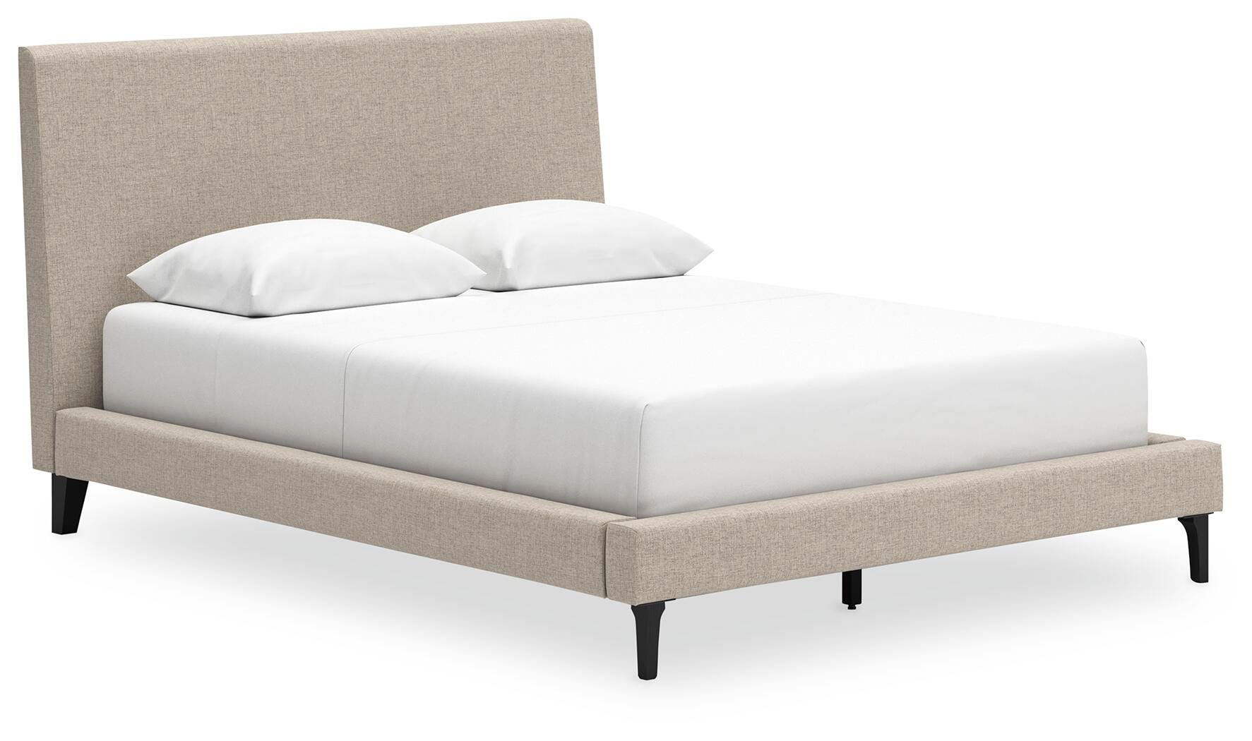 Cielden Upholstered Bed with Roll Slats, Dresser, Mirror and Chest