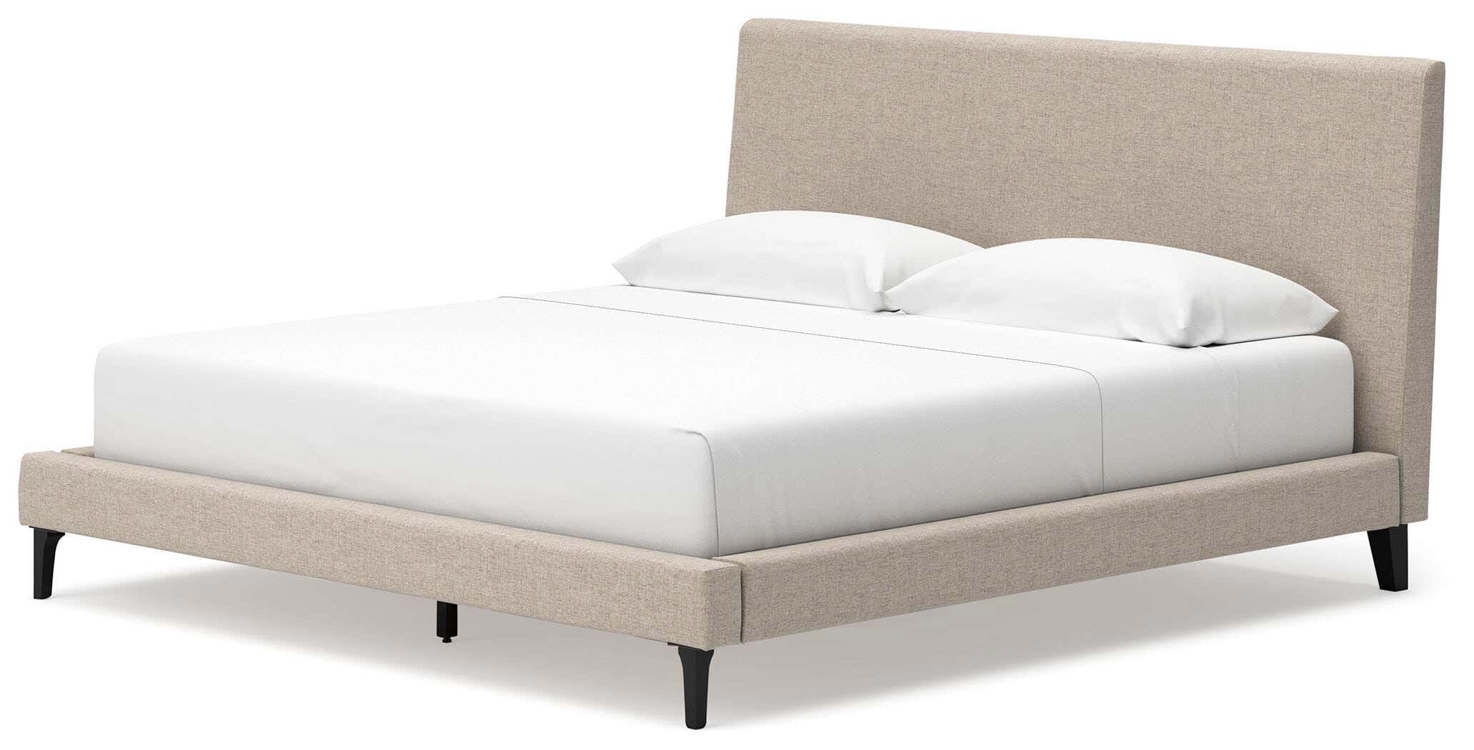 Cielden Upholstered Bed with Roll Slats, Dresser, Mirror and Nightstand