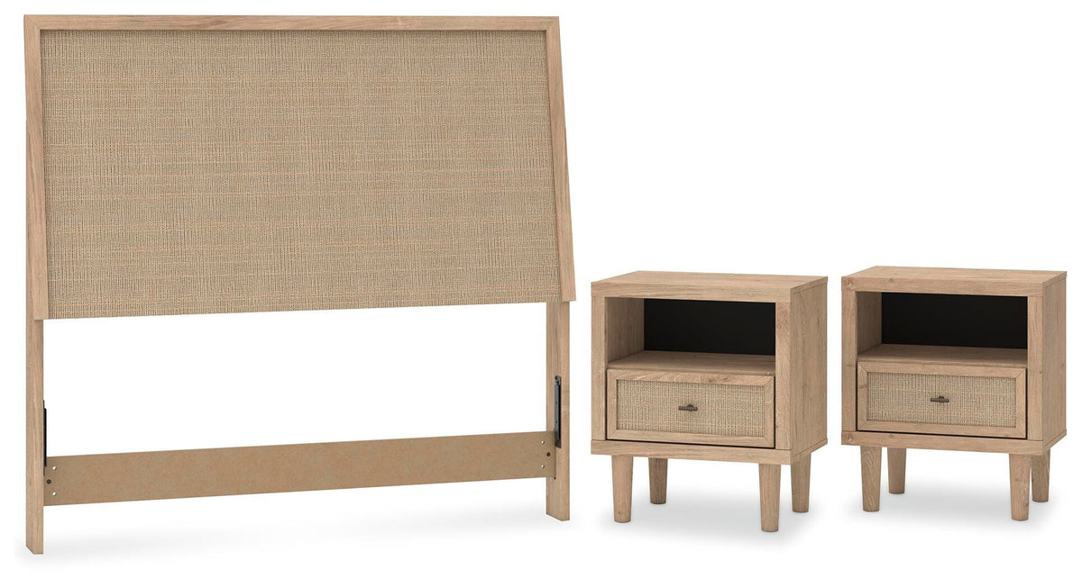 Cielden Panel Headboard and 2 Nightstands