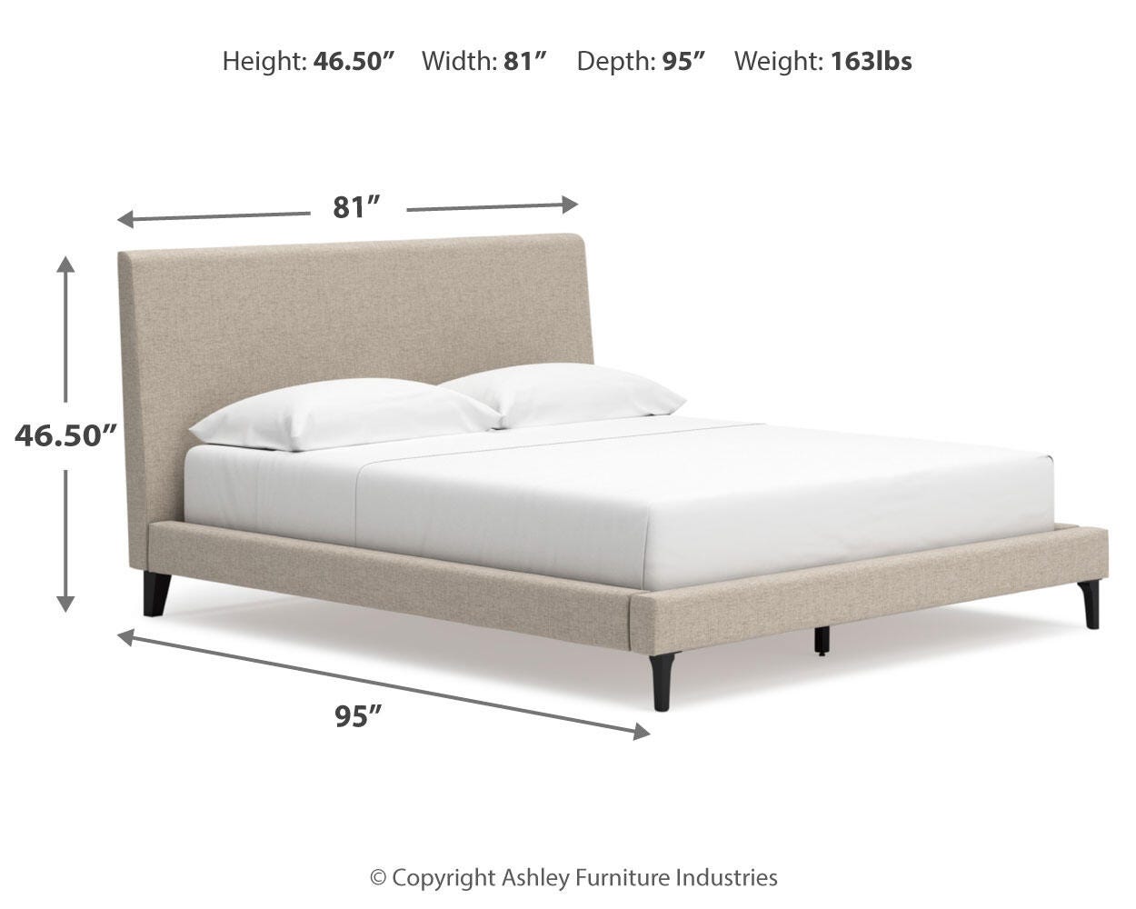 Cielden Upholstered Bed with Roll Slats, Chest and Nightstand