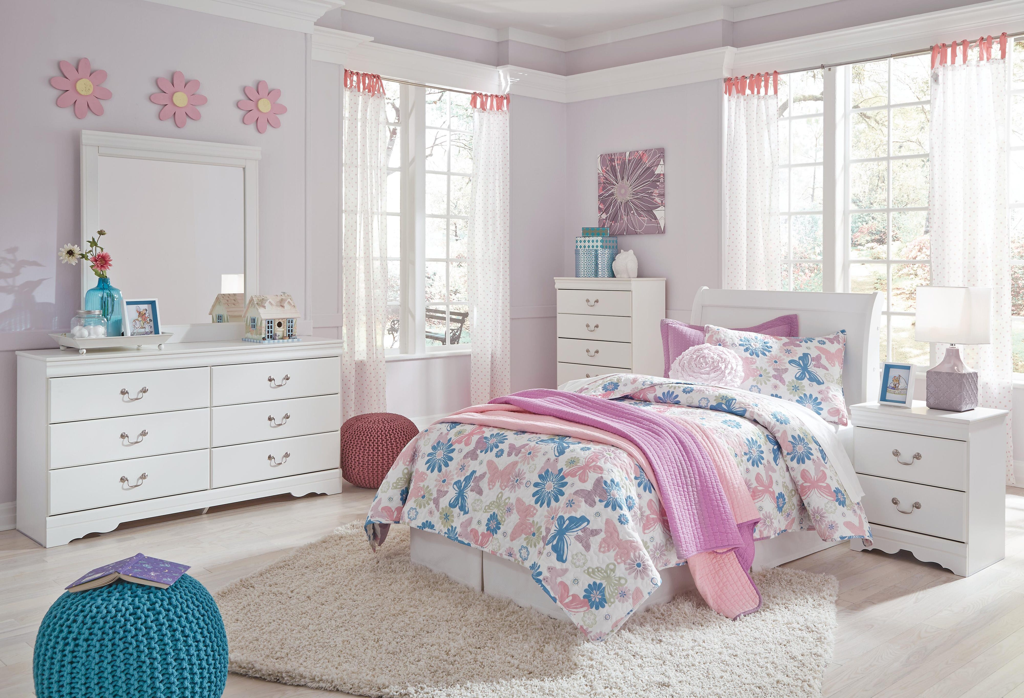 Anarasia Sleigh Headboard, Dresser and Mirror