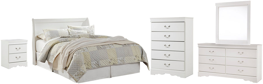 Anarasia Sleigh Headboard, Dresser, Mirror, Chest and Nightstand