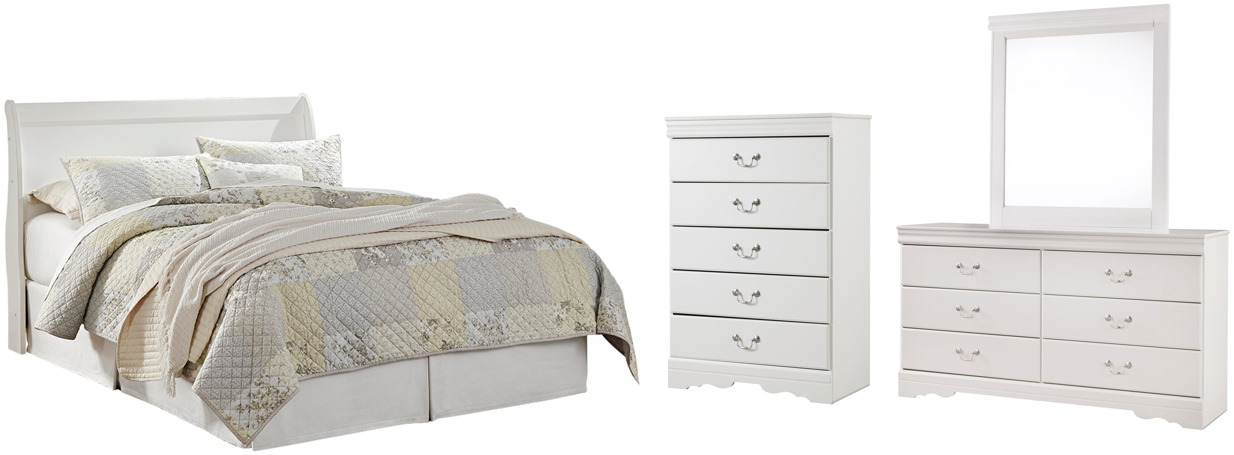 Anarasia Sleigh Headboard, Dresser, Mirror and Chest