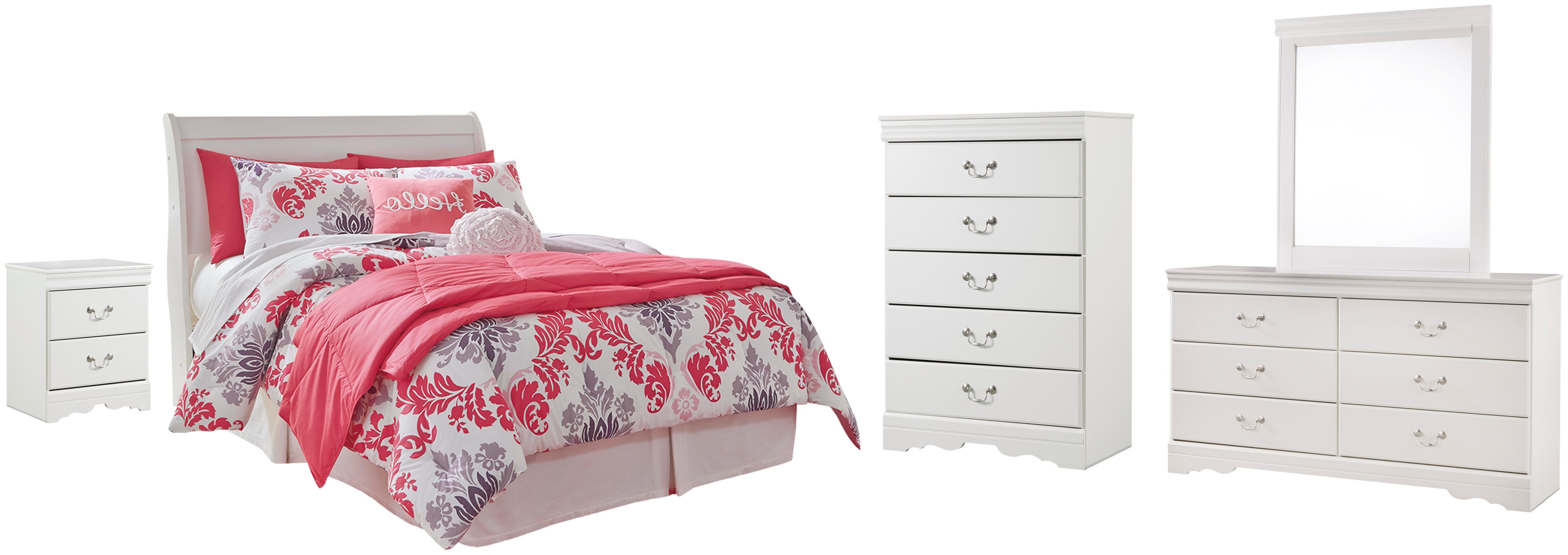Anarasia Sleigh Headboard, Dresser, Mirror, Chest and Nightstand