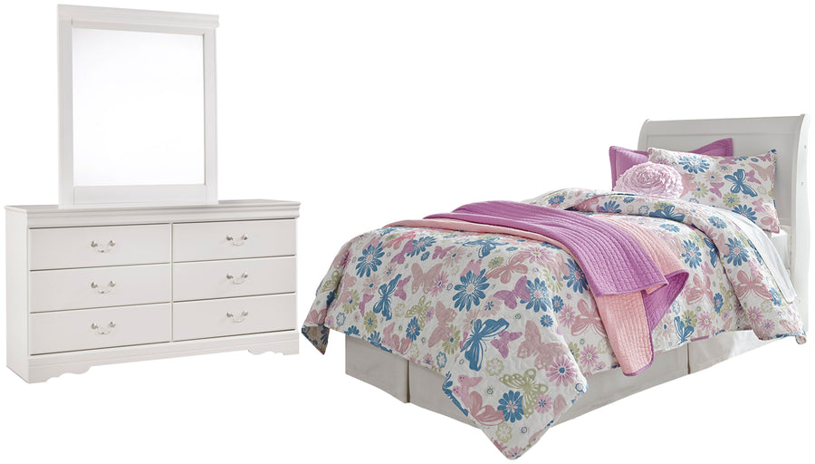 Anarasia Sleigh Headboard, Dresser and Mirror
