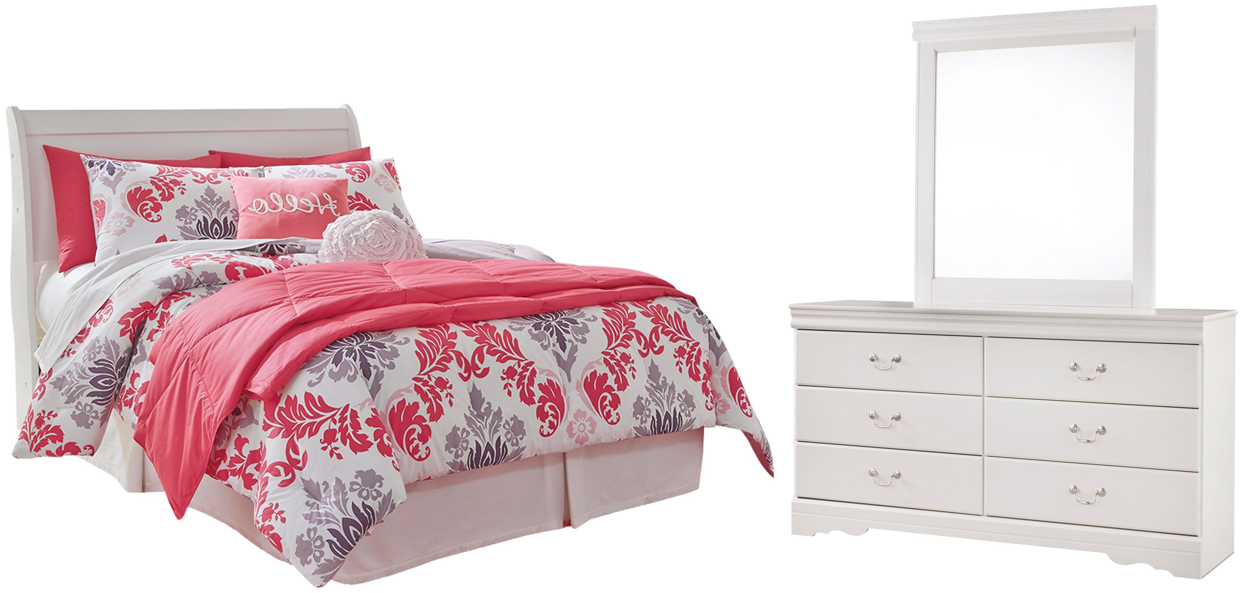 Anarasia Sleigh Headboard, Dresser and Mirror