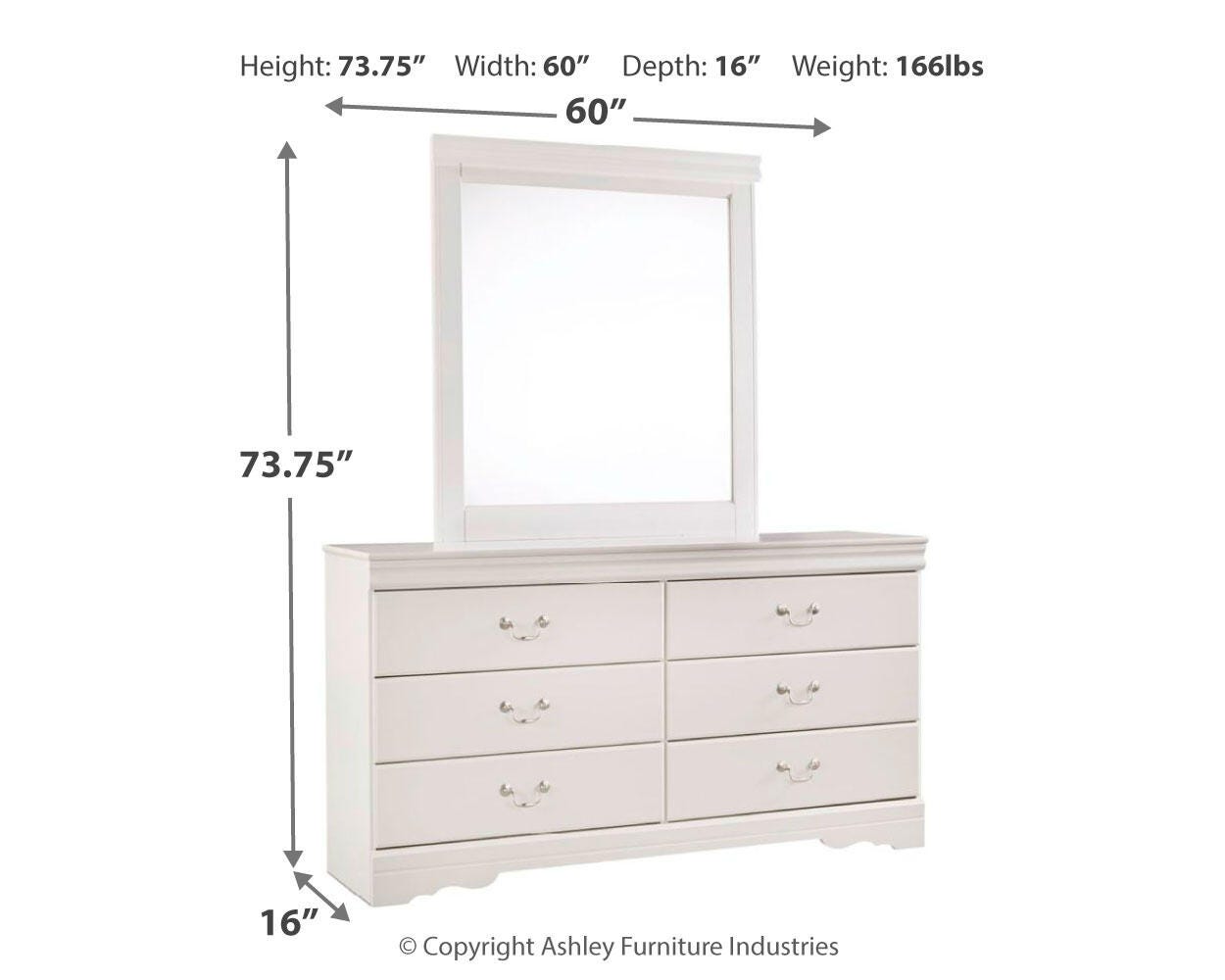 Anarasia Sleigh Bed with Mirrored Dresser and Nightstand