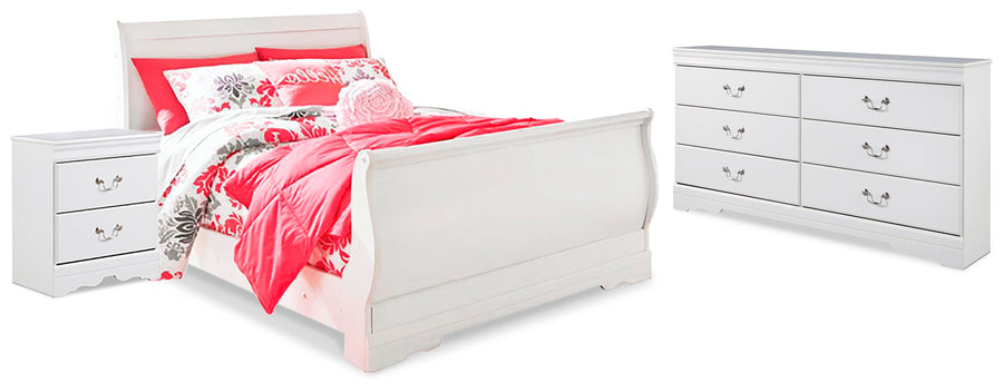 Anarasia Sleigh Bed, Dresser and Nightstand