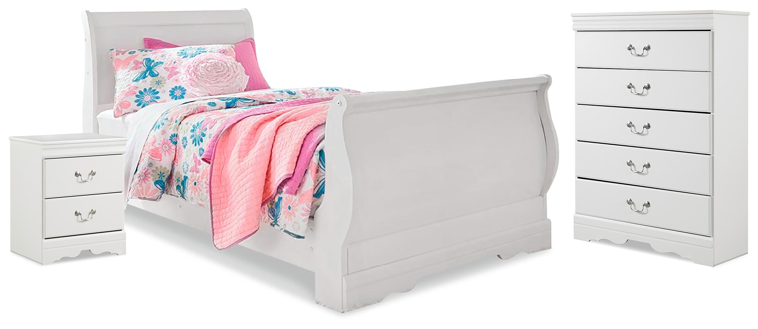 Anarasia Sleigh Bed, Chest and Nightstand