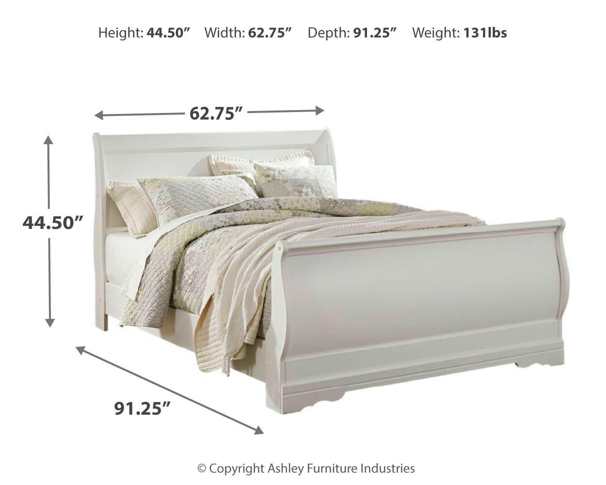 Anarasia Sleigh Bed, Dresser, Mirror and Chest