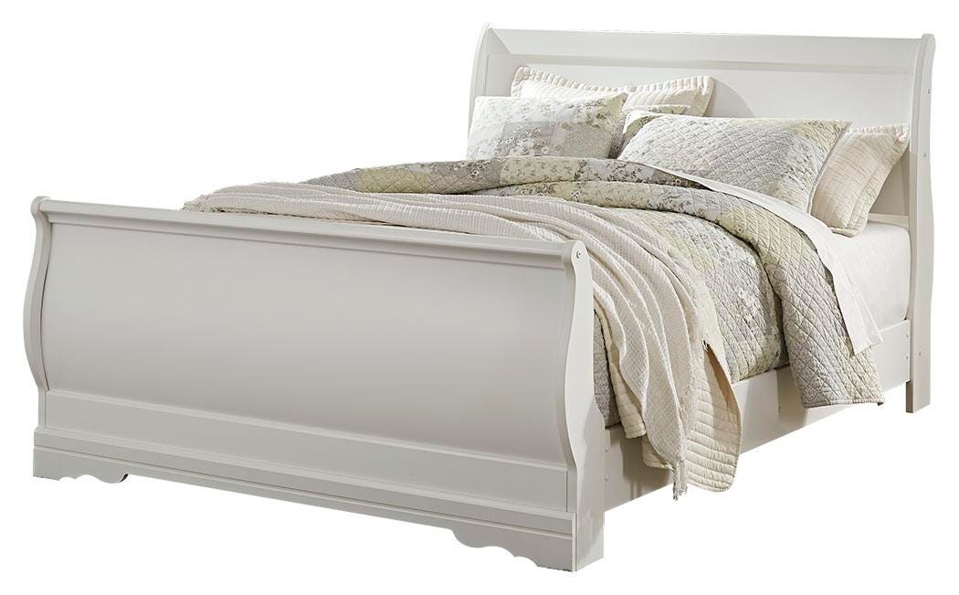 Anarasia Sleigh Bed with Mirrored Dresser, Chest and 2 Nightstands