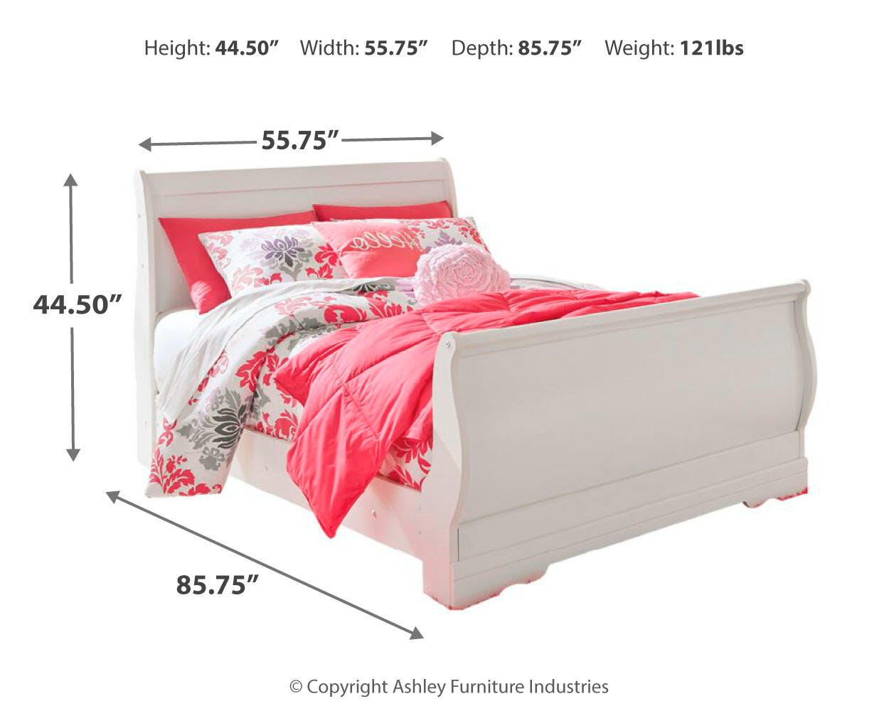 Anarasia Sleigh Bed, Dresser and Nightstand
