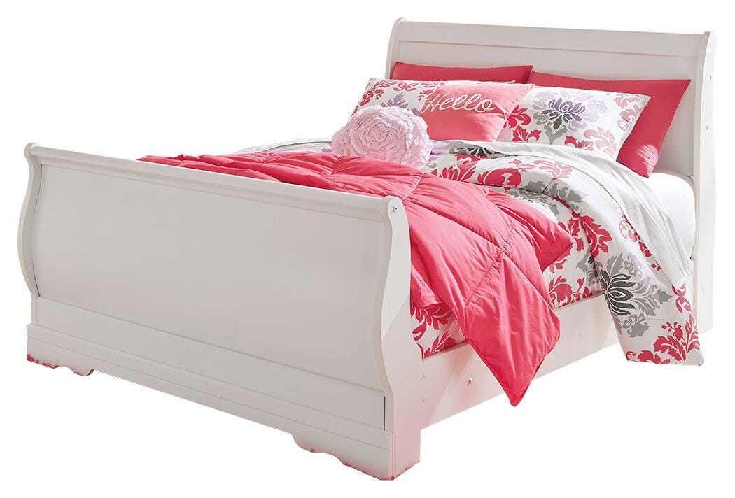 Anarasia Sleigh Bed with Mirrored Dresser, Chest and 2 Nightstands