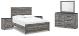 Bronyan Panel Bed with Mirrored Dresser and 2 Nightstands