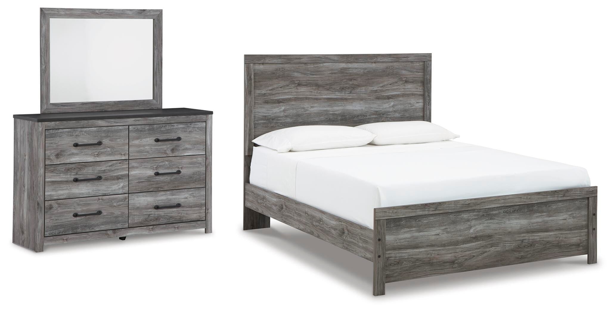 Bronyan Panel Bed with Mirrored Dresser