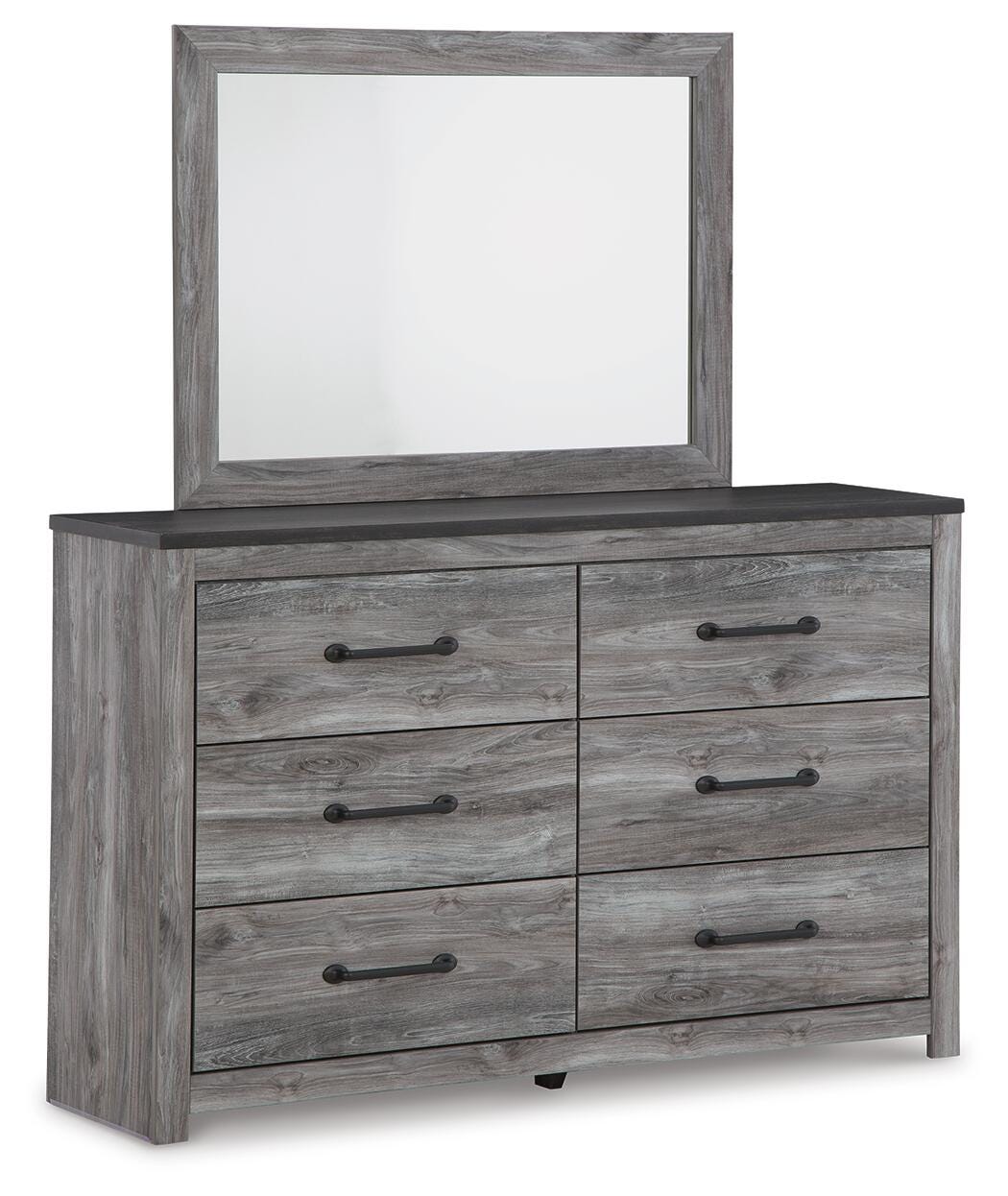 Bronyan Panel Bed with Mirrored Dresser and Chest