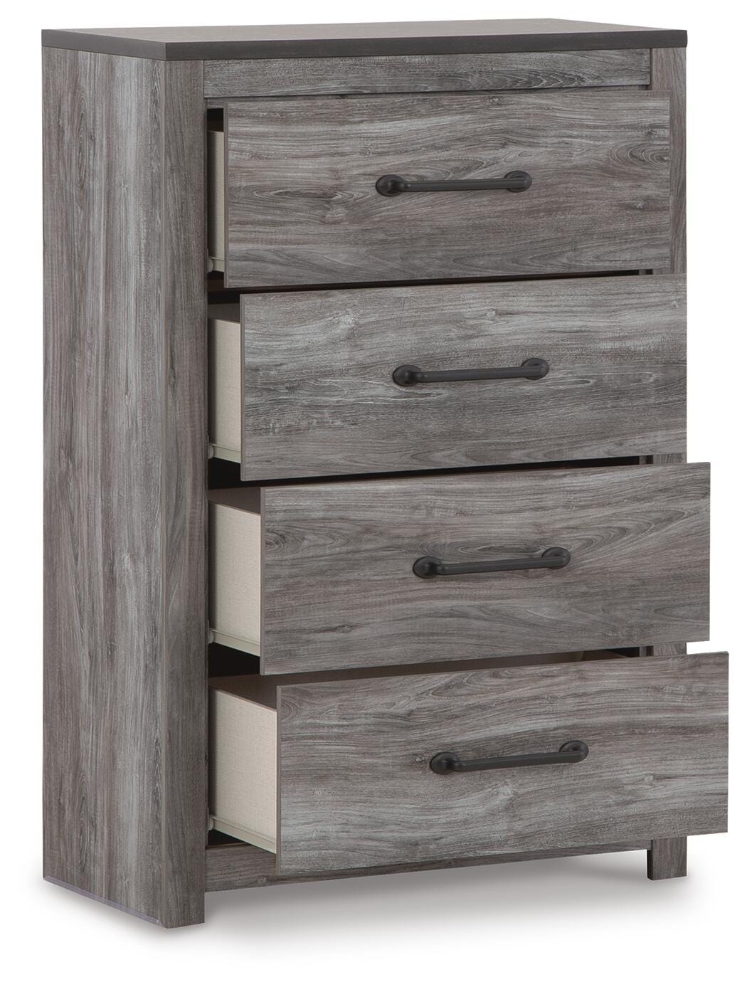 Bronyan Panel Bed with Mirrored Dresser and Chest