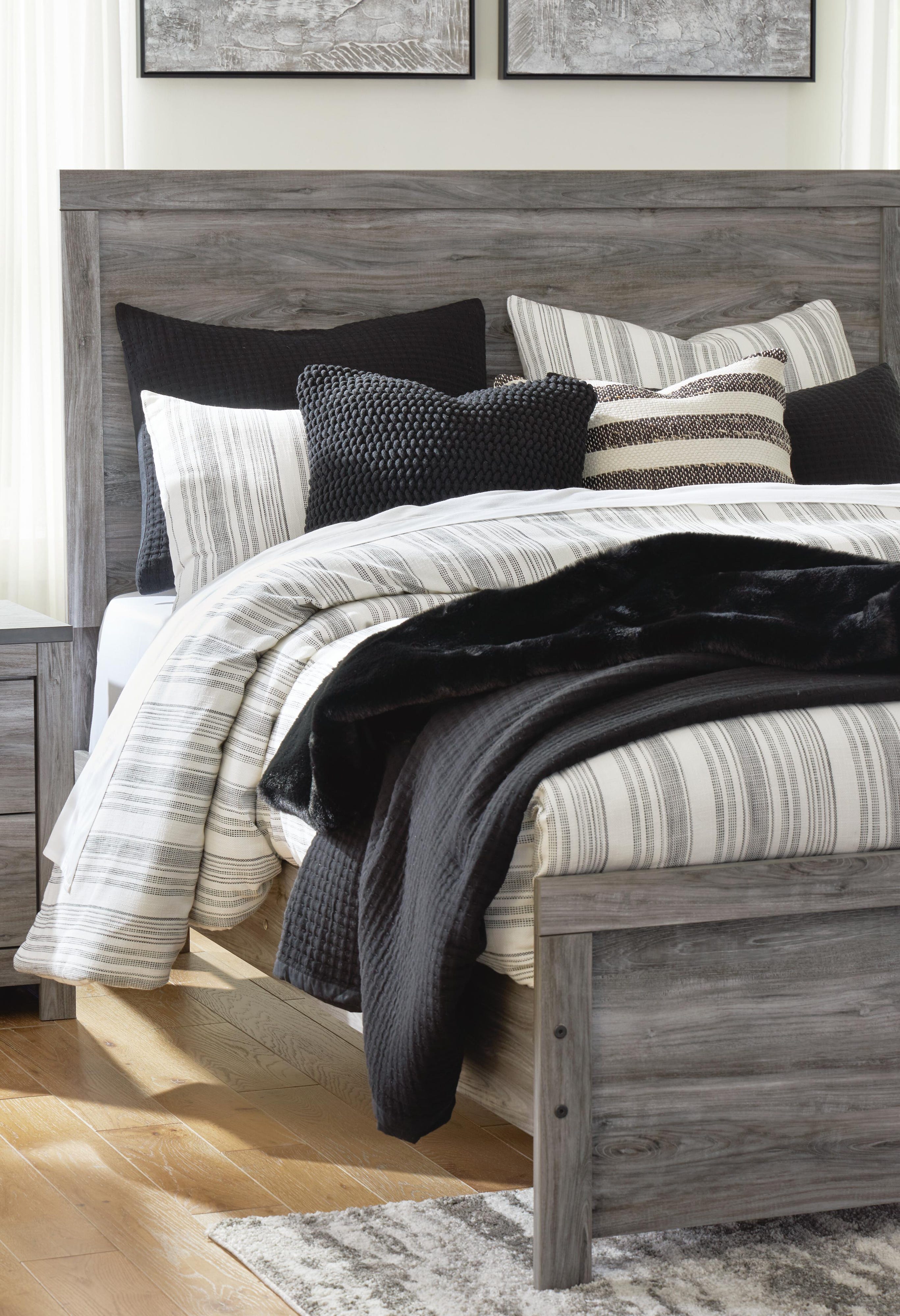 Bronyan Panel Bed with Mirrored Dresser and 2 Nightstands