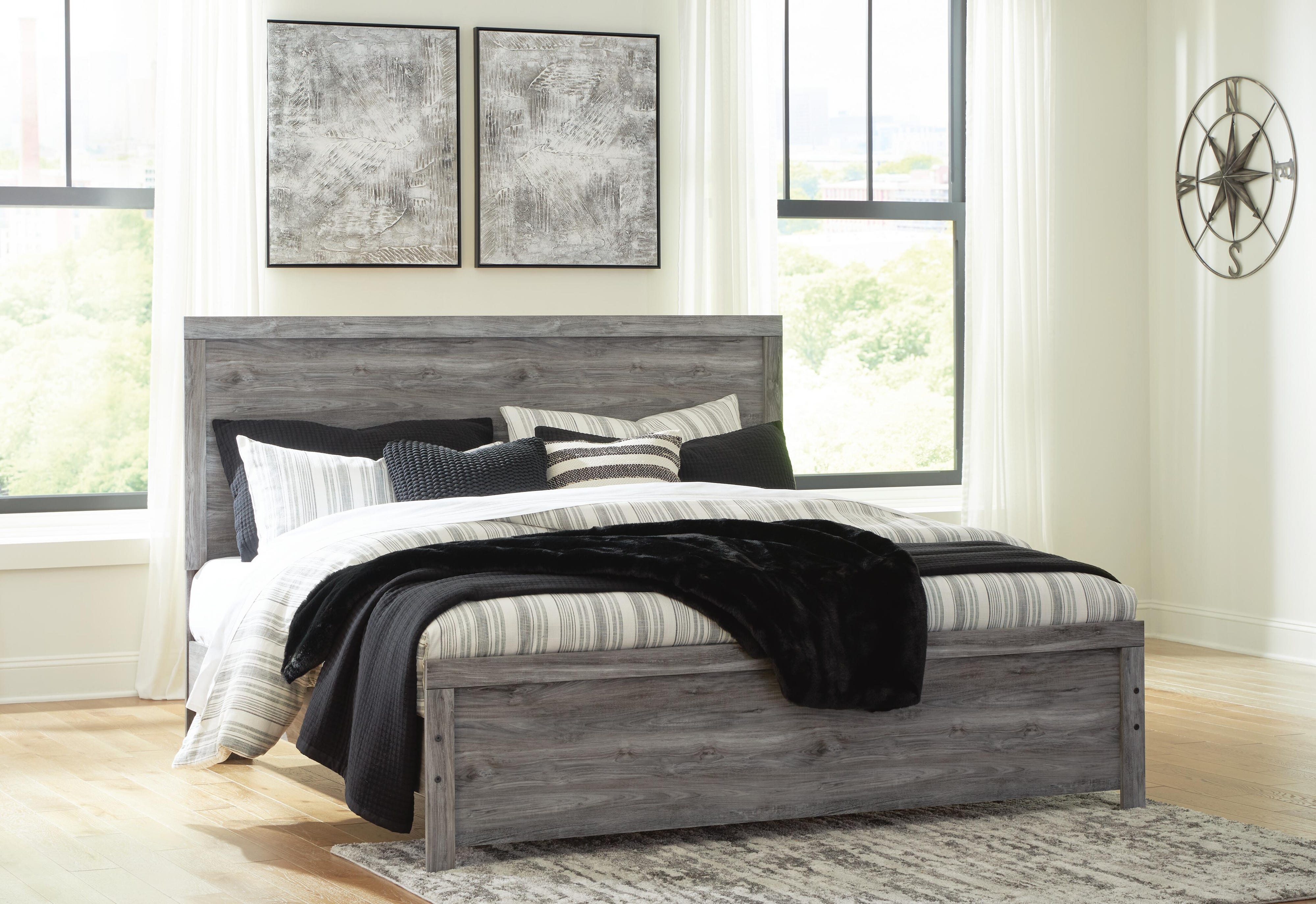 Bronyan Panel Bed with Mirrored Dresser, Chest and Nightstand