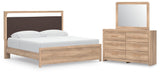 Kinlanni Upholstered Platform Bed, Dresser and Mirror
