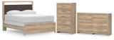 Kinlanni Upholstered Panel Bed, Dresser and Chest
