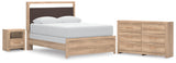 Kinlanni Upholstered Panel Bed, Dresser and Nightstand