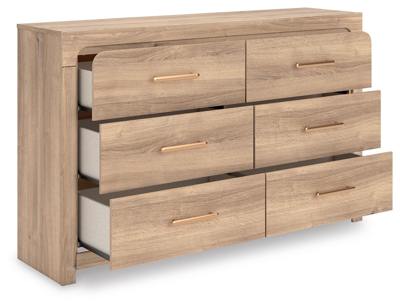Kinlanni Upholstered Platform Bed, Dresser and Nightstand