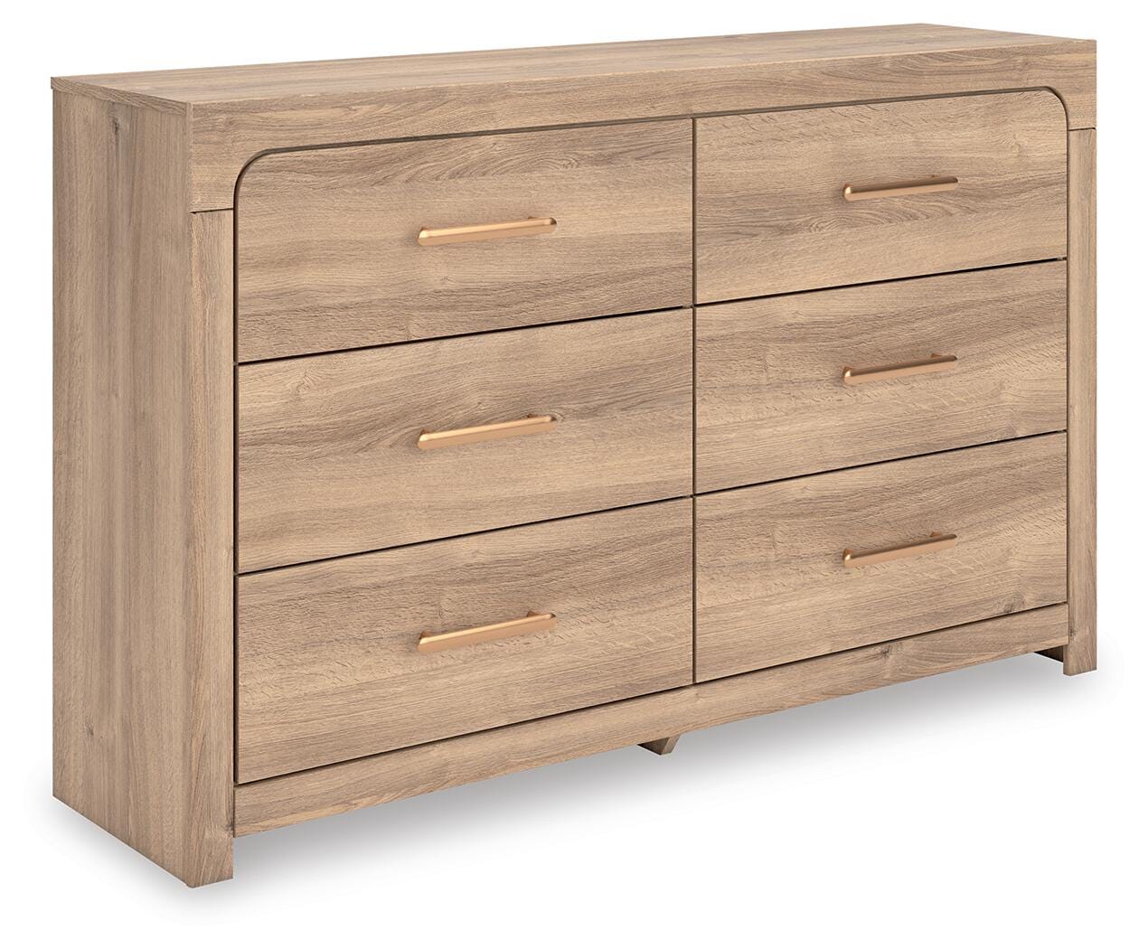 Kinlanni Upholstered Panel Bed, Dresser and Chest